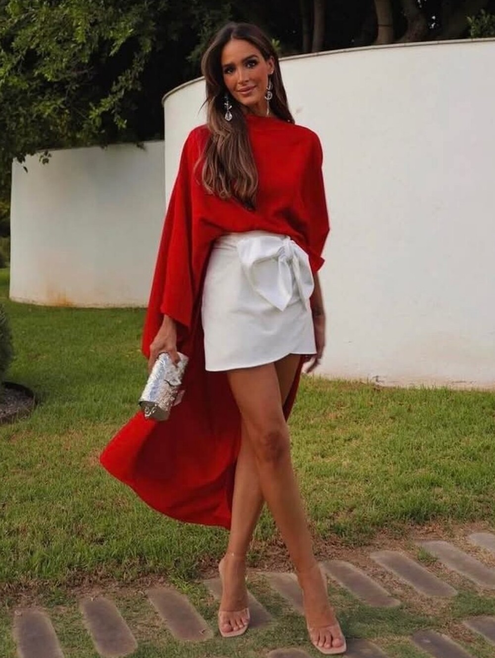 Zara Asymmetric Cape Blouse Red NWT Size XS/S